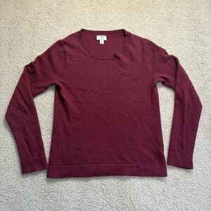 J. Crew Teddie Sweater Women's Medium Merino Wool Blend Maroon Burgundy